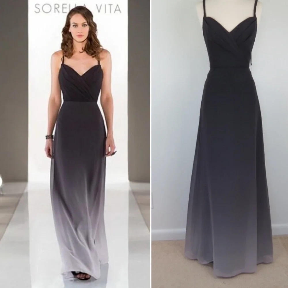 Sorella Vita chiffon grey ombré prom/formal evening dress 10 NWOT